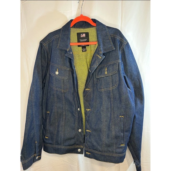 Y2K Rugged Casual Polo Jeans Ralph Lauren XL Heavy Denim Trucker Jean Jacket - Picture 1 of 10